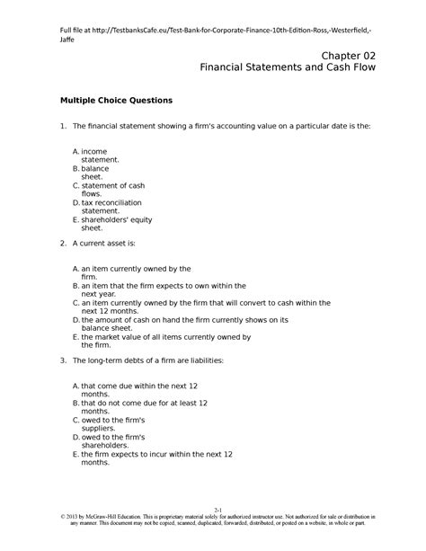 Chapter 3 - <b>Test</b> <b>bank</b>, <b>Financial</b> Management: Principles and Applications, 11e (Titman) 9780133874037-<b>TEST</b>-<b>BANK</b> <b>financial</b> management <b>test</b> <b>bank</b>; Ch6 Business-management; Ch4-Org-structure - notes; <b>Test</b> <b>bank</b> for Sales Force Management 10th Edition - Mark Johnston; Exam 15 August 2002, questions and answers. . Finance test bank